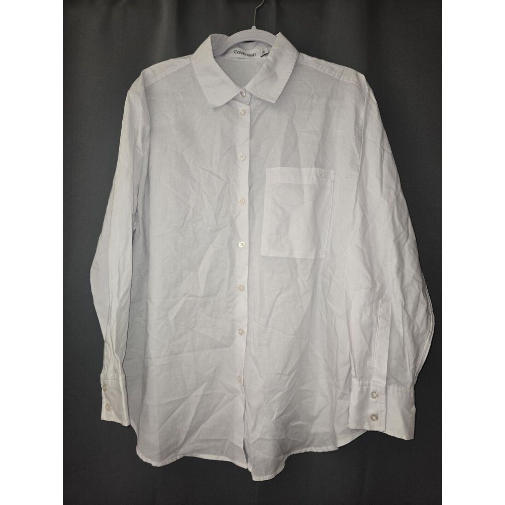 Calvin Klein Women's Long Sleeve Button Down Woven Top Large